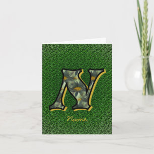 Monogram Initial N Daisies Art Personalized Note Card