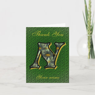 Monogram Initial N Daisies Art Personalized Thank You Card