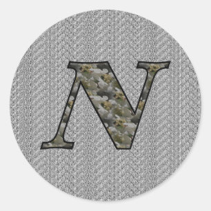 Monogram Initial N Hydrangea Floral Sticker