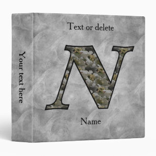 Monogram Initial N Hydrangea Flowers Personalized Binder
