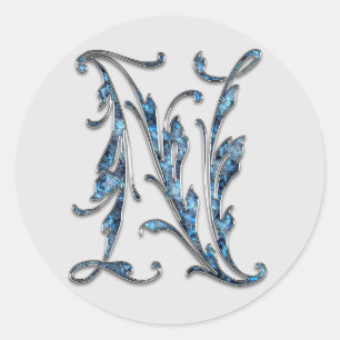 monogram initial N stickers
