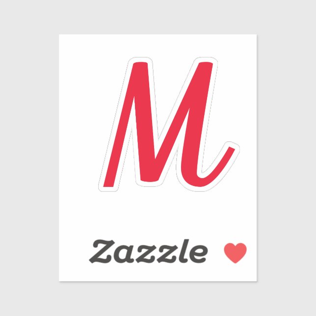 Monogram Initial Name Bold Bright Red Stylish Cute (Sheet)