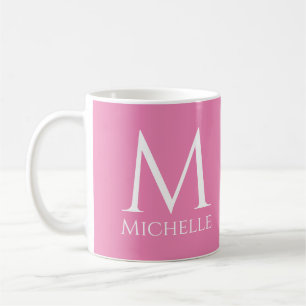 Monogram Initial Name Customizable Pink Template Coffee Mug