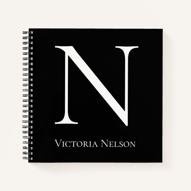 Monogram Initial Name Customized Modern Notebook (Front)