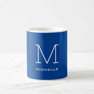 Monogram Initial Name Deep Blue Unique Minimalist Coffee Mug