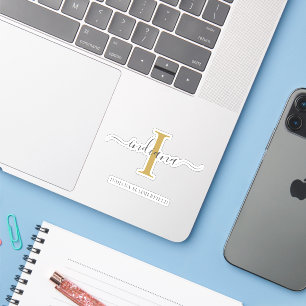 Monogram Initial Name Grey Gold Script Custom