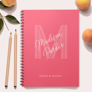 Monogram initial name pink personalized notebook