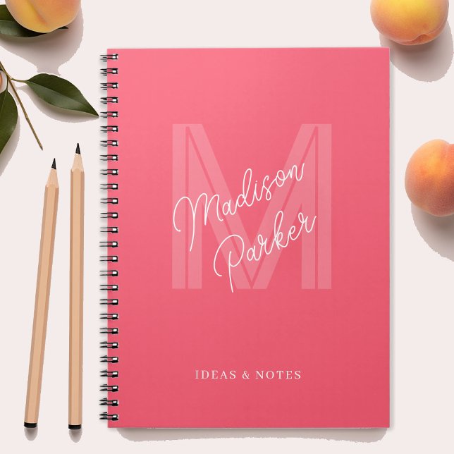 Monogram initial name pink personalized notebook (Creator Uploaded)