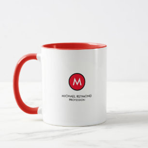 monogram (initial + name + profession) red mug