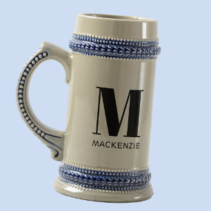 Monogram Initial Name Simple Beer Stein