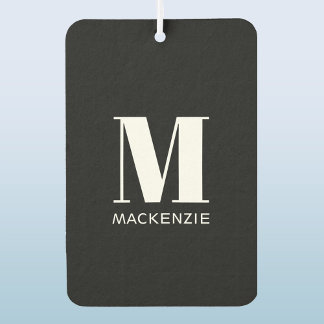 Monogram Initial Name Simple Black and White Air Freshener