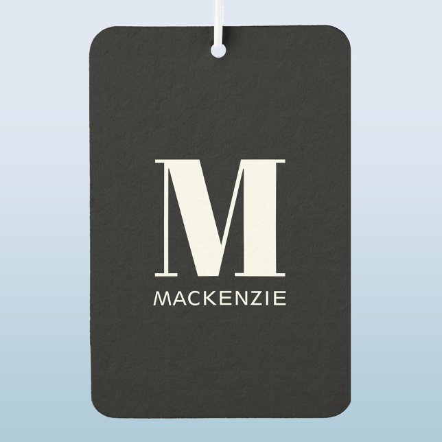 Monogram Initial Name Simple Black and White Air Freshener (Simple monogram initial name personalized black and white car or vehicle air freshener)