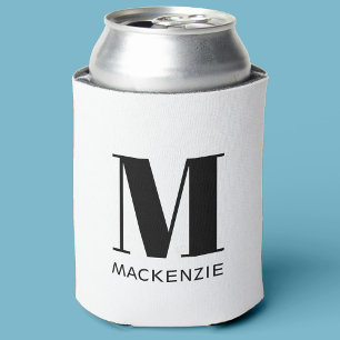 Monogram Initial Name Simple Can Cooler