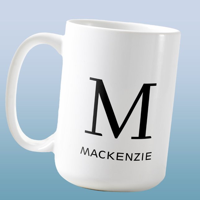 Monogram Initial Name Simple Coffee Mug (Modern monogram initial custom name coffee mug)
