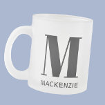 Monogram Initial Name Simple Frosted Glass Coffee Mug<br><div class="desc">Modern typography minimalist monogram initial name design which can be changed to personalize.</div>