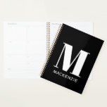 Monogram Initial Name Simple Personalized Planner<br><div class="desc">Modern typography minimalist monogram initial name design in white on black which can be changed to personalize.</div>