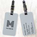 Monogram Initial Name Simple Powder Blue Luggage Tag<br><div class="desc">Elevate your travel experience with this modern typography minimalist monogram initial name design in black on powder blue which can be changed to personalize. These stylish tags not only ensure your luggage stands out on the carousel but also add a personal touch to your travel essentials. Designed for easy identification,...</div>