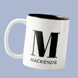 Monogram Initial Name Simple Two-Tone Coffee Mug<br><div class="desc">Modern typography minimalist monogram initial name design which can be changed to personalize.</div>