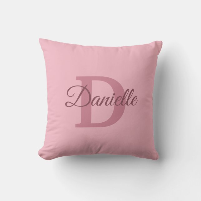 Monogram Initial Name Template D Typography Throw Pillow (Front)