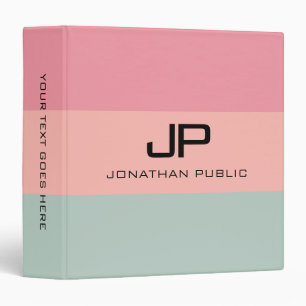 Monogram Initial Name Template Pink Peach Teal Binder