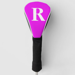 Monogram Initial Name Template Purple White Cute Golf Head Cover