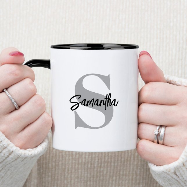 Monogram Initial Name  Two-Tone Coffee Mug (Creator Uploaded)