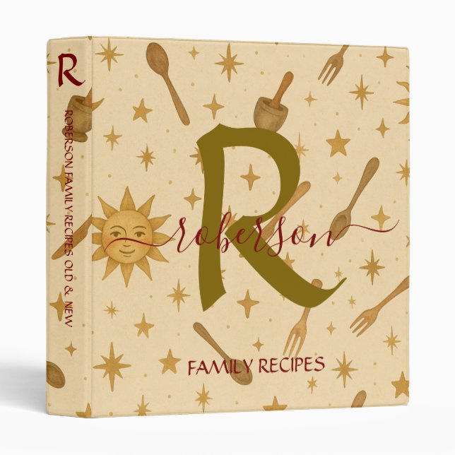  Monogram Initial & Name Witchy Recipe Binder (Front/Spine)
