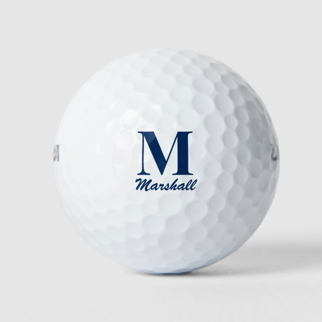 Monogram Initial Navy Blue Father's Day Golf Golf Balls (Front)