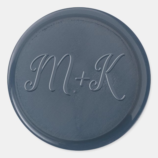 Monogram Initial Navy Blue Wax Seal Sticker (Front)