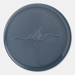 Monogram Initial Navy Blue Wax Seal Sticker