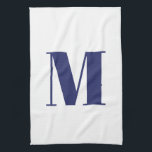 Monogram initial navy blue white modern elegant kitchen towel<br><div class="desc">Monogram initial navy blue and white modern elegant kitchen towel</div>