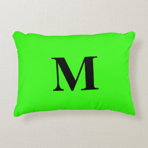 Monogram Initial Neon Green Colorful Bright Gift Accent Pillow