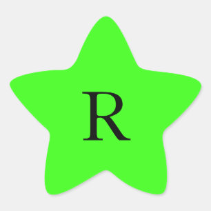 Monogram Initial Neon Green Solid Colour Colourful Star Sticker