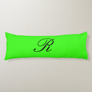 Monogram Initial Neon Green Solid Colour Elegant Body Pillow