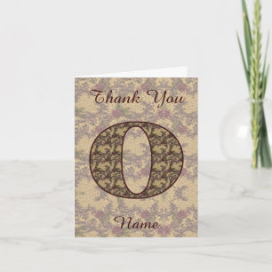 Monogram Initial O Elegant Vintage Floral  Thank You Card