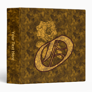 Monogram Initial O Gold Peony Personalized Binder
