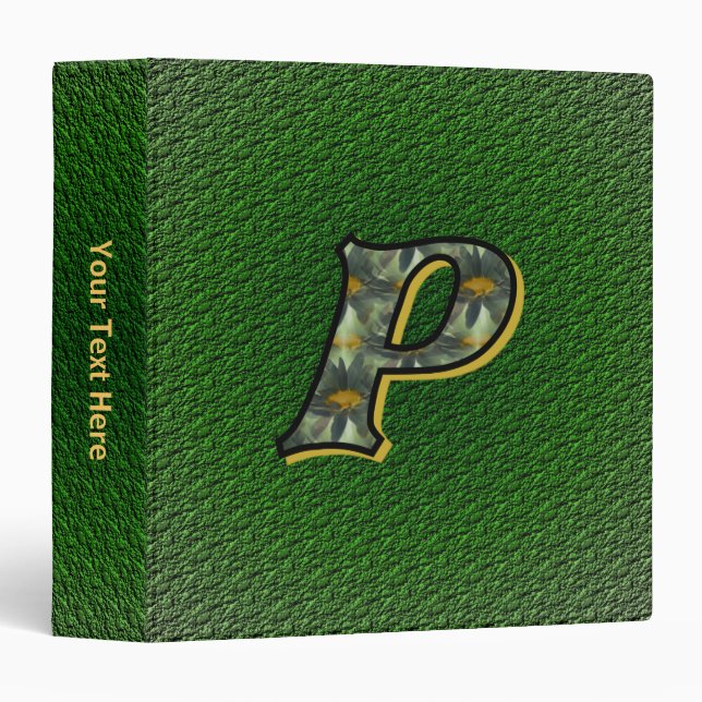 Monogram Initial P Daisies Art Personalized Binder (Front/Spine)