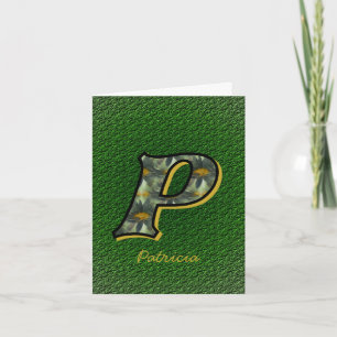 Monogram Initial P Daisies Art Personalized Note Card