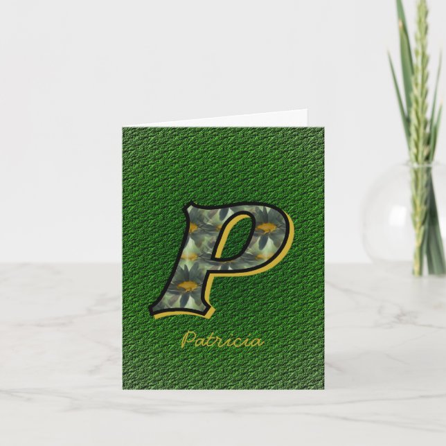 Monogram Initial P Daisies Art Personalized Note Card (Front)
