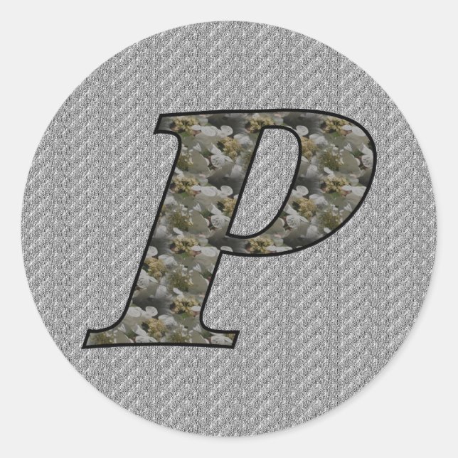 Monogram Initial P Hydrangea Floral Sticker (Front)