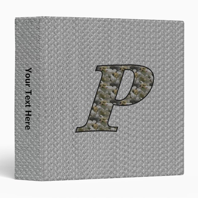 Monogram Initial P Hydrangea Flowers Personalized Binder (Front/Spine)