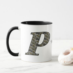 Monogram Initial P Hydrangea Flowers Personalized Mug