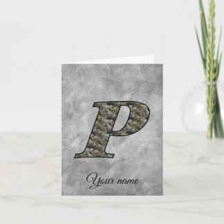 Monogram Initial P Hydrangea Flowers Personalized Note Card