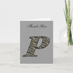 Monogram Initial P Hydrangea Thank You Card