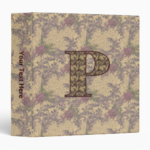 Monogram Initial P Vintage Floral Personalized Binder