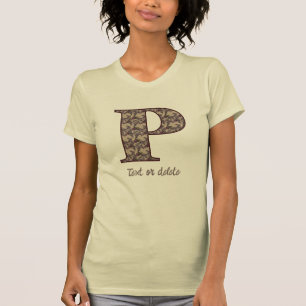 Monogram Initial P Vintage Floral Personalized T-Shirt