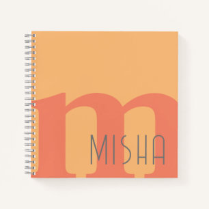 monogram initial peach pink grey name monogram  notebook