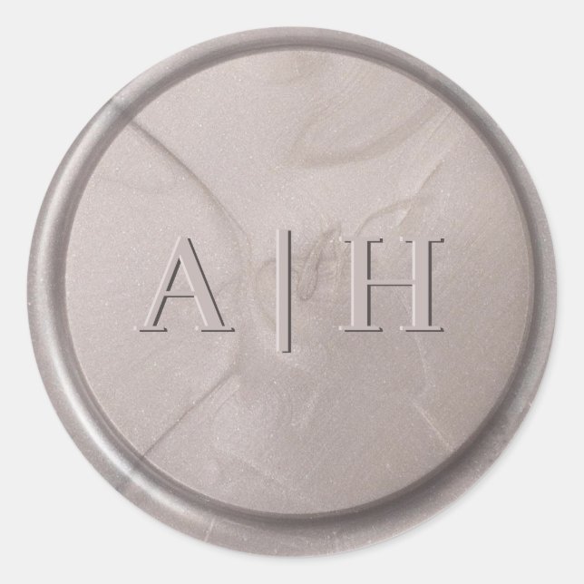 Monogram Initial Pearl Gray Wax Seal Sticker (Front)
