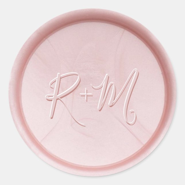 Monogram Initial Pearl Pink Wax Seal Sticker (Front)