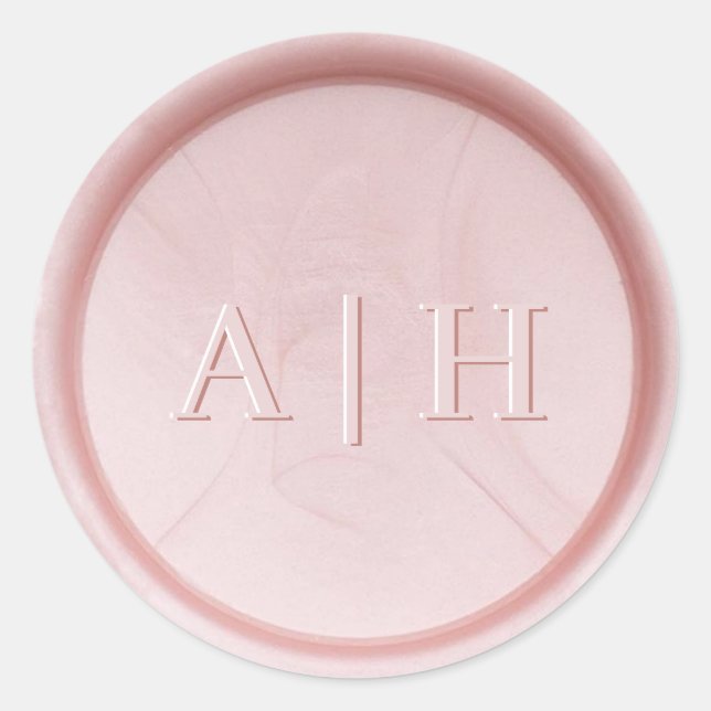Monogram Initial Pearl Pink Wax Seal Sticker (Front)
